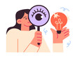 © undrey - Woman is looking at the idea through a magnifying glass