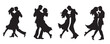 © Pixzot - Silhouettes of couple dance, couple dancing silhouette aesthetic vector icon
