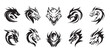 Dragon Logo Set 10 icons Vector illustration