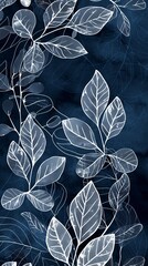 Wall Mural - plant leaves silhouette background.