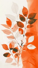 Wall Mural - plant leaves silhouette background.