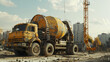 A heavy-duty concrete mixer for mixing and pouring concrete on construction sites