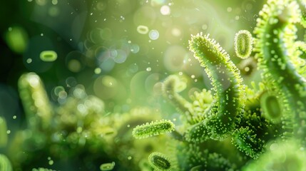 Canvas Print - Close up of a plant with water droplets, ideal for nature and environmental concepts