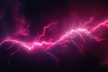 Wall Mural - bright pink lightning streaking across a dark sky, perfect for dramatic and atmospheric designs