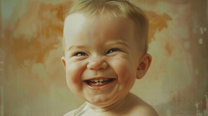 Poster - A joyful baby with a big smile, suitable for various projects