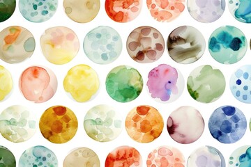 Canvas Print - Colorful watercolor circles on a white background. Perfect for artistic projects