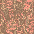 Wild herbs and grasses in peach fuzz tones on calm earth background. Trendy color floral seamless pattern for wallpaper, textile, bedding, package. Vector illustration