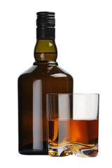 Sticker - Glass and bottle of whiskey isolated on white