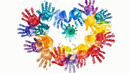 International Children's Day. Handprints in a heart shape against white, expressing love for children on Child Protection Day