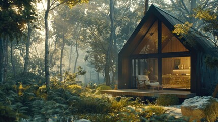 Poster - A cozy cabin nestled in the forest, perfect for nature lovers