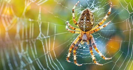 Spider weaving its web, precision and pattern, an architect of nature.