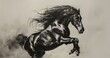 Horse galloping, mane flowing, embodying freedom and powerful locomotion. 