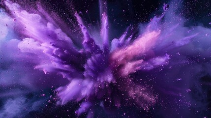 Canvas Print - Purple powder cloud floating in the air, suitable for festive and celebration concepts