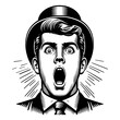 Shocked man Expression Retro Art Style PNG