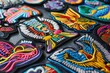 Colorful patches on a table, perfect for crafts projects