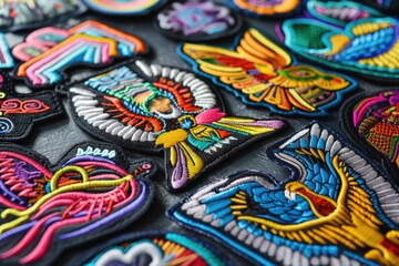 Canvas Print - Colorful patches on a table, perfect for crafts projects