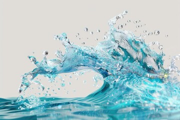 Poster - Powerful blue wave with splashing water, ideal for ocean-themed designs