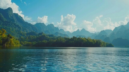 Canvas Print - Scenic view of a mountain lake. Suitable for travel brochures