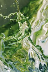 Canvas Print - Close up of a vibrant green liquid wave, perfect for science or abstract backgrounds