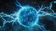 © Fotograf - A striking image of a blue plasma ball emitting lightning, perfect for science and technology concepts