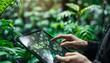 Green startup entrepreneur leverages tablet for sustainable finance-tech management