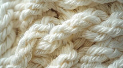 Poster - A close up of a pile of white yarn. Suitable for crafting projects