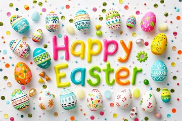 Easter Greetings: cute clip art with phrases like 