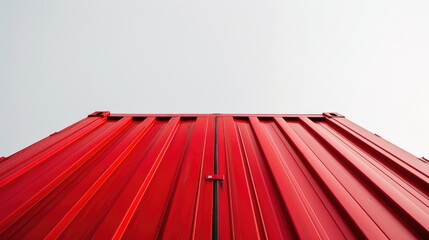 Wall Mural - A red metal building against a clear blue sky. Suitable for architectural and industrial concepts