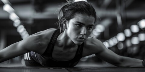 Sticker - Woman exercising in gym, perfect for fitness content