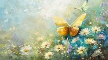 Oil Painting Of A Yellow Butterfly