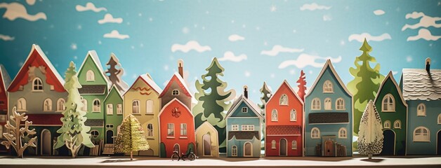 Sticker - A toy town with a bunch of houses on it. Generative AI.