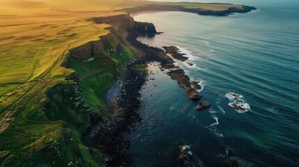 Poster - A stunning aerial view of the ocean and cliffs. Perfect for travel and nature concepts