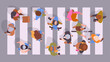 © GreenSkyStudio - People on crosswalk top view. Pedestrians walking down the street view from above, male and female passersby crossing road flat vector illustration set. Characters crossing road top view