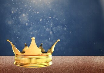 Poster - Beautiful golden queen king crown glitter background