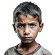 Portrait a poor boy, Isolated on transparent background