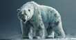 Polar Bear with thick fur, standing powerful and majestic, ice blue eyes.