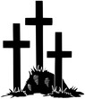 © blacksilhouette - god illustration calvary silhouette easter logo cross icon love outline leaf christ jesus religion christian christianity resurrection faith crucifix shape crucifixion leaves sacrifice for vector