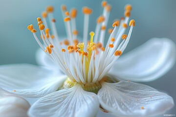 Sticker - A close up of a flower with a yellow center and white petals