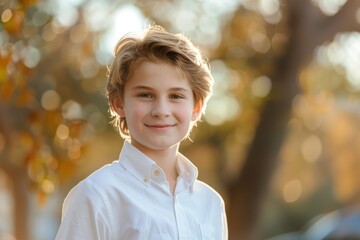 Canvas Print - A young boy is smiling for the camera