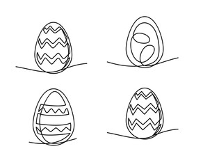 Wall Mural - One continuous line drawing of Easter eggs illustration