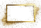 Fototapeta Dziecięca - transparent brush frames Foil gold glitter splatter background. Frame banner confetti stroke background metallic luxury glistering border circle decoration design dot dust ele