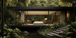  A tranquil dwelling cocooned by a plethora of green plants, evoking a sense of peaceful seclusion in a verdant paradise.