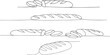 One continuous line drawing of french baguette bread. Baking loaf logo for bakery shop with plant wheat in simple linear style. Outline editable stroke. Doodle vector illustration