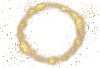 Wall Mural - gold spark frame particles firework confetti background circle black light golden space fire eclipse