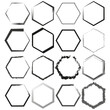 Assorted hexagon frames collection. Geometric border designs. Vector illustration. EPS 10.
