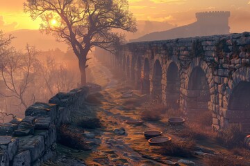 Canvas Print - old stone archs bridge