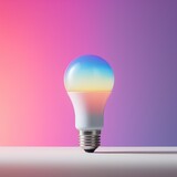 Fototapeta Pokój dzieciecy - A single smart LED bulb, Colorful home lighting perfect for smart homes