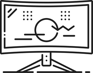 Fototapete - Computer industry, electronics hardware, app development software line icon. PC hardware repair and service, application and software development outline vector icon with computer display or monitor