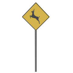 Deer Traffic Sign isolated on transparent background