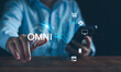Omnichannel marketing business strategy concept. Digital online marketing and customer engagement by integrated channels. Global linked transfer communication lines. Omnichannel online retail business
